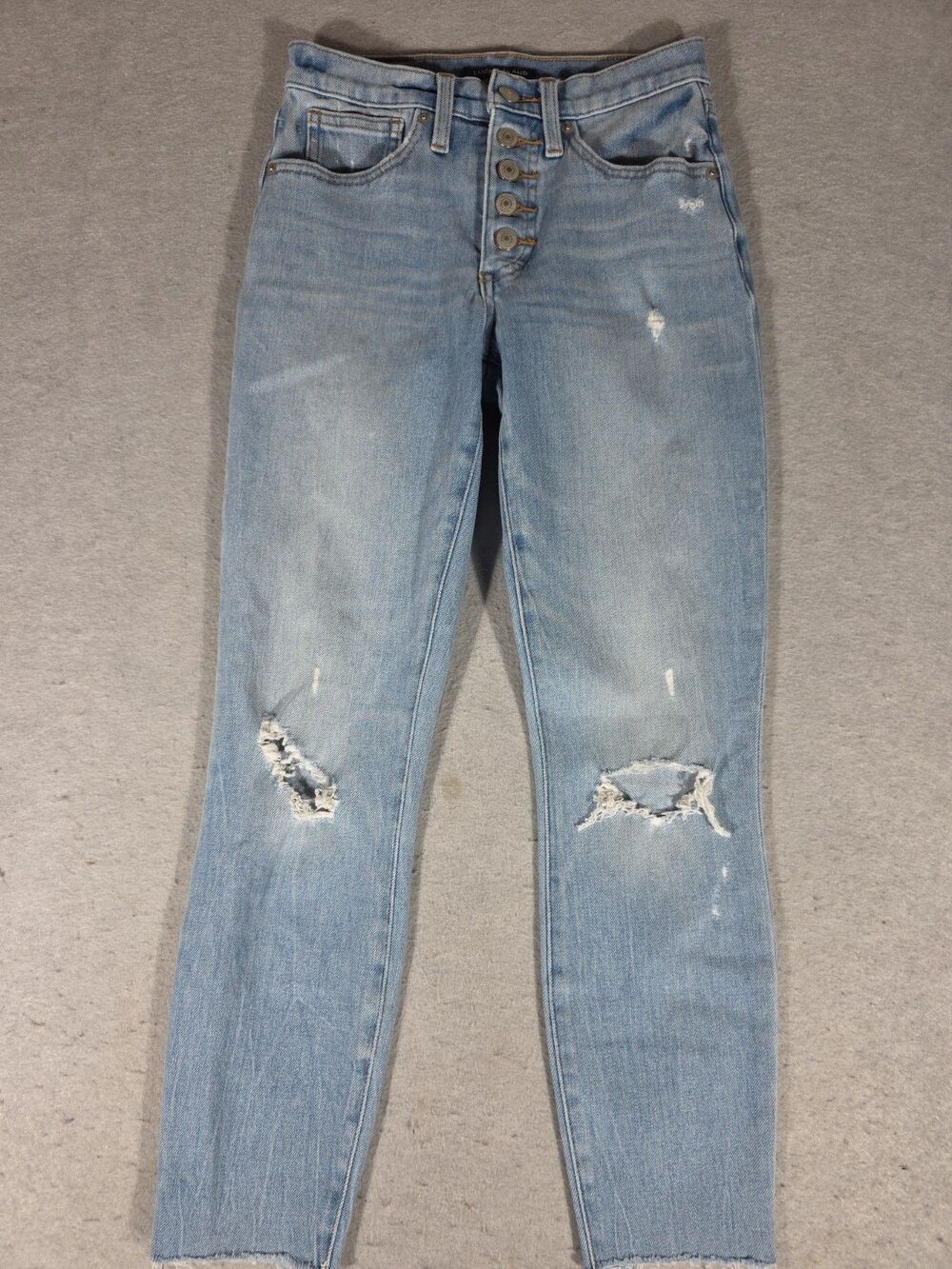 Lucky Brand 2/26 Bridgette High Rise Crop Jeans Button Fly Distressed Light Wash